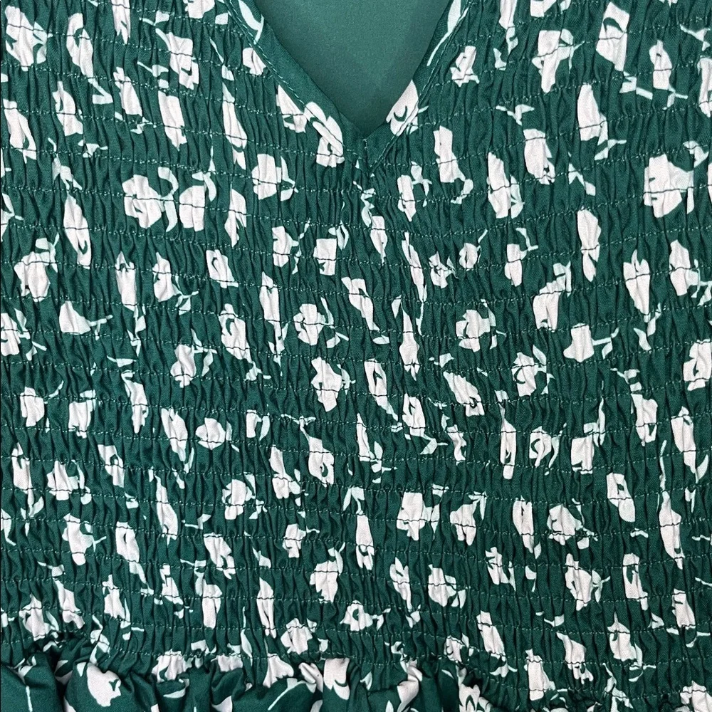 Emerald Green Floral Ruched Bodice Maxi Dress Women’s XS - Picture 4 of 7